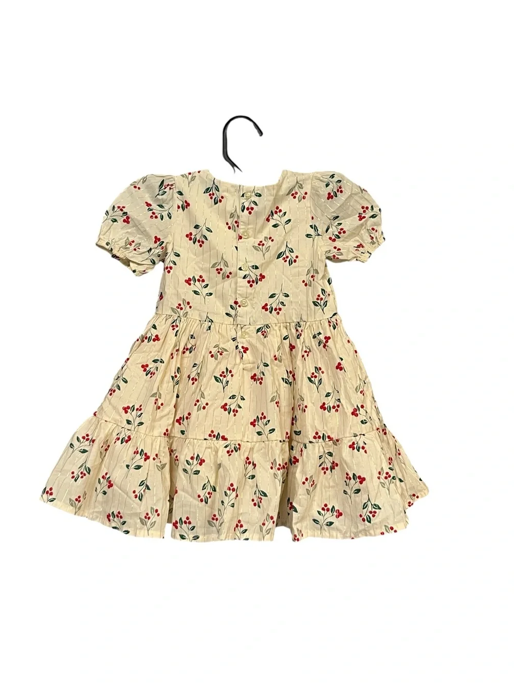 Carter’s Child of Mine Girls 3T Cherry Print Tiered Dress Cream Red Green NWT